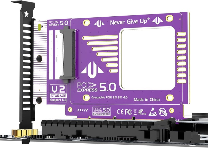 JEYI U.2 to PCIe 5.0 X4 Adapter, 128Gbps U.2 SFF-8639 to PCIe NVMe SSD Adapter Card for 2.5inch U.2 NVMe SSDs - Image 1